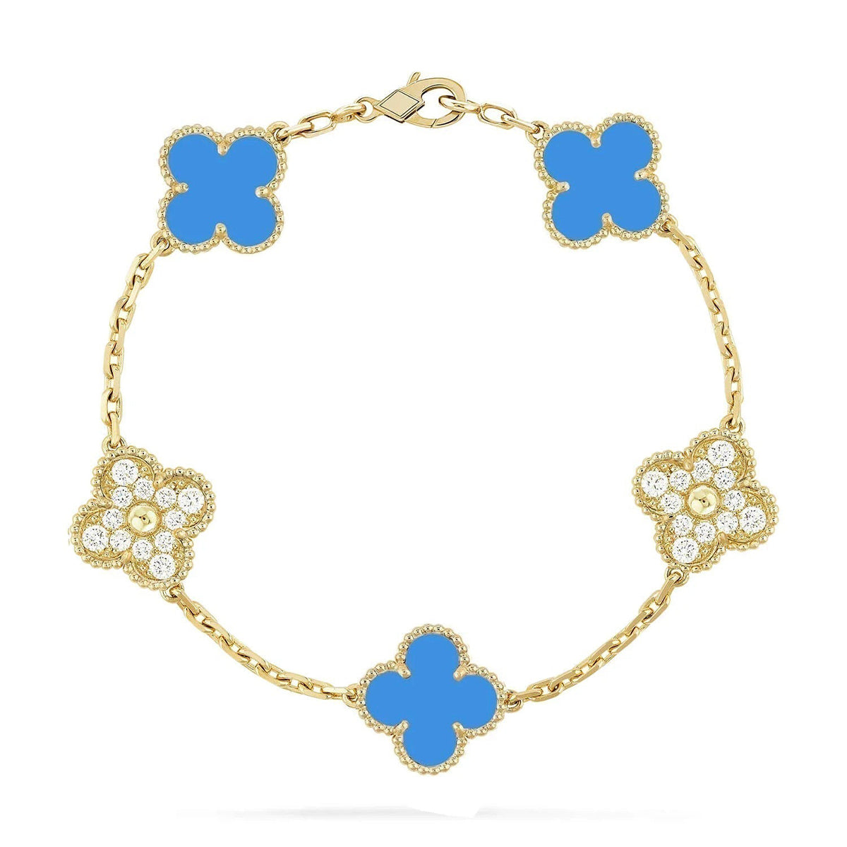 [Saipan]LUCKY CLOVER 5-MOTIF BRACELET - BLUE AGATE COLLECTION