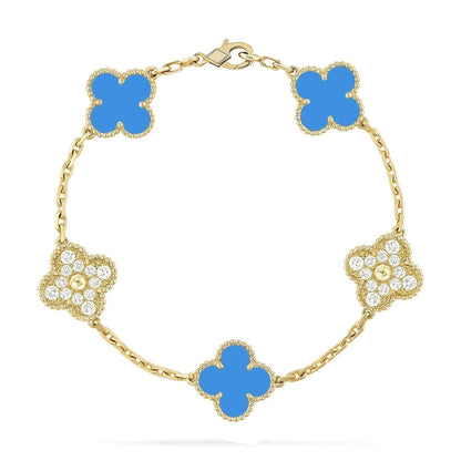 [Saipan]LUCKY CLOVER 5-MOTIF BRACELET - BLUE AGATE COLLECTION