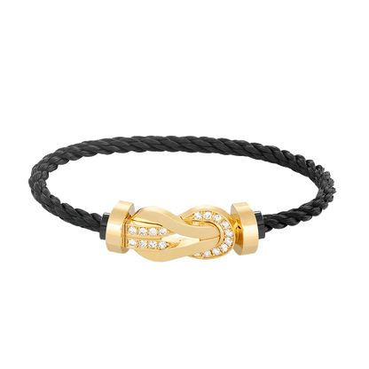 [Saipan]LARGE 8-FIGURE BUCKLE HALF DIAMOND BRACELET - GOLD