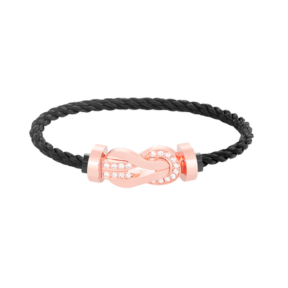 [Saipan]LARGE 8-FIGURE BUCKLE HALF DIAMOND BRACELET - ROSE GOLD