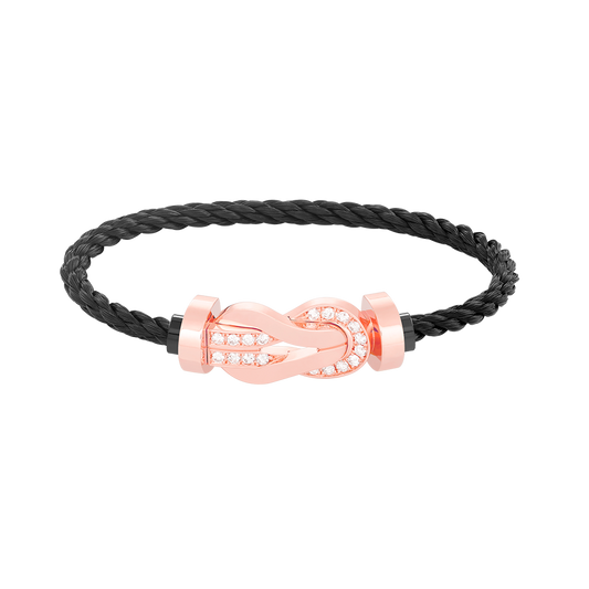[Saipan]LARGE 8-FIGURE BUCKLE HALF DIAMOND BRACELET - ROSE GOLD