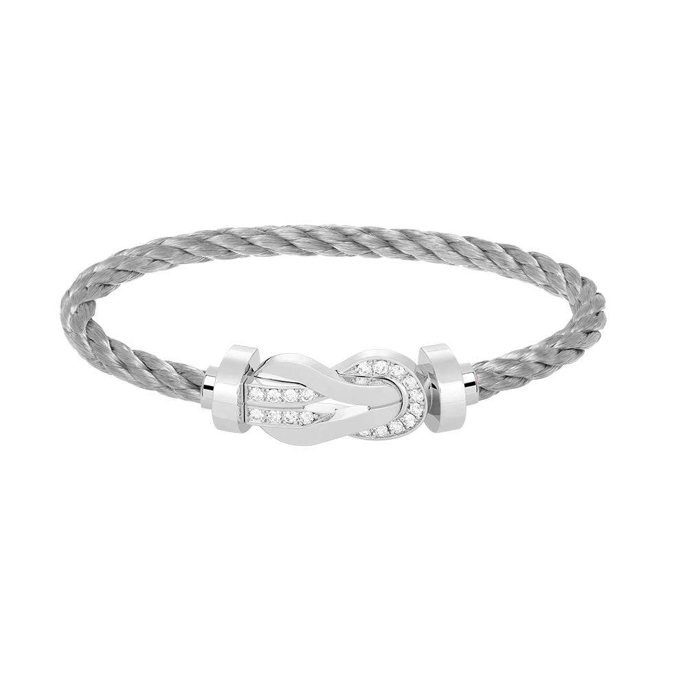 [Saipan]LARGE 8-FIGURE BUCKLE HALF DIAMOND BRACELET - WHITE GOLD
