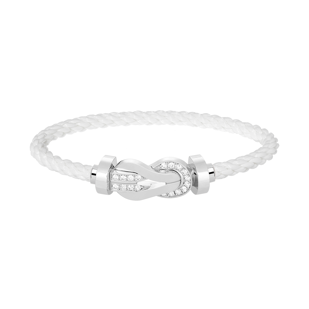 [Saipan]LARGE 8-FIGURE BUCKLE HALF DIAMOND BRACELET - WHITE GOLD