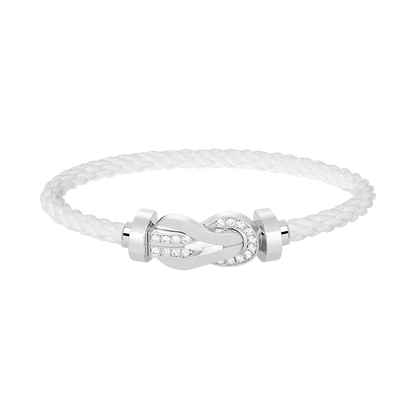 [Saipan]LARGE 8-FIGURE BUCKLE HALF DIAMOND BRACELET - WHITE GOLD