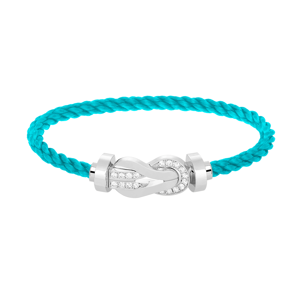 [Saipan]LARGE 8-FIGURE BUCKLE HALF DIAMOND BRACELET - WHITE GOLD