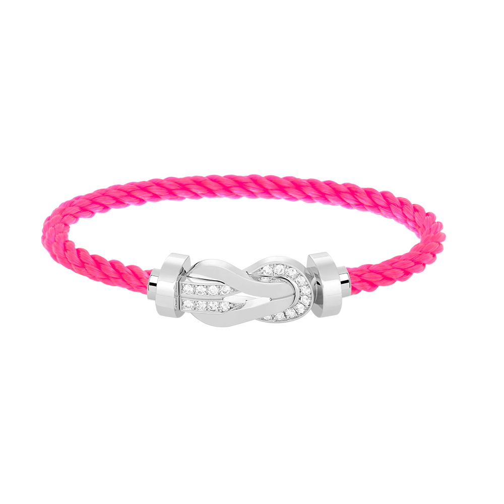 [Saipan]LARGE 8-FIGURE BUCKLE HALF DIAMOND BRACELET - WHITE GOLD
