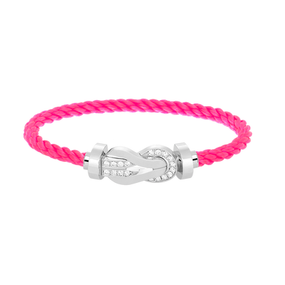 [Saipan]LARGE 8-FIGURE BUCKLE HALF DIAMOND BRACELET - WHITE GOLD