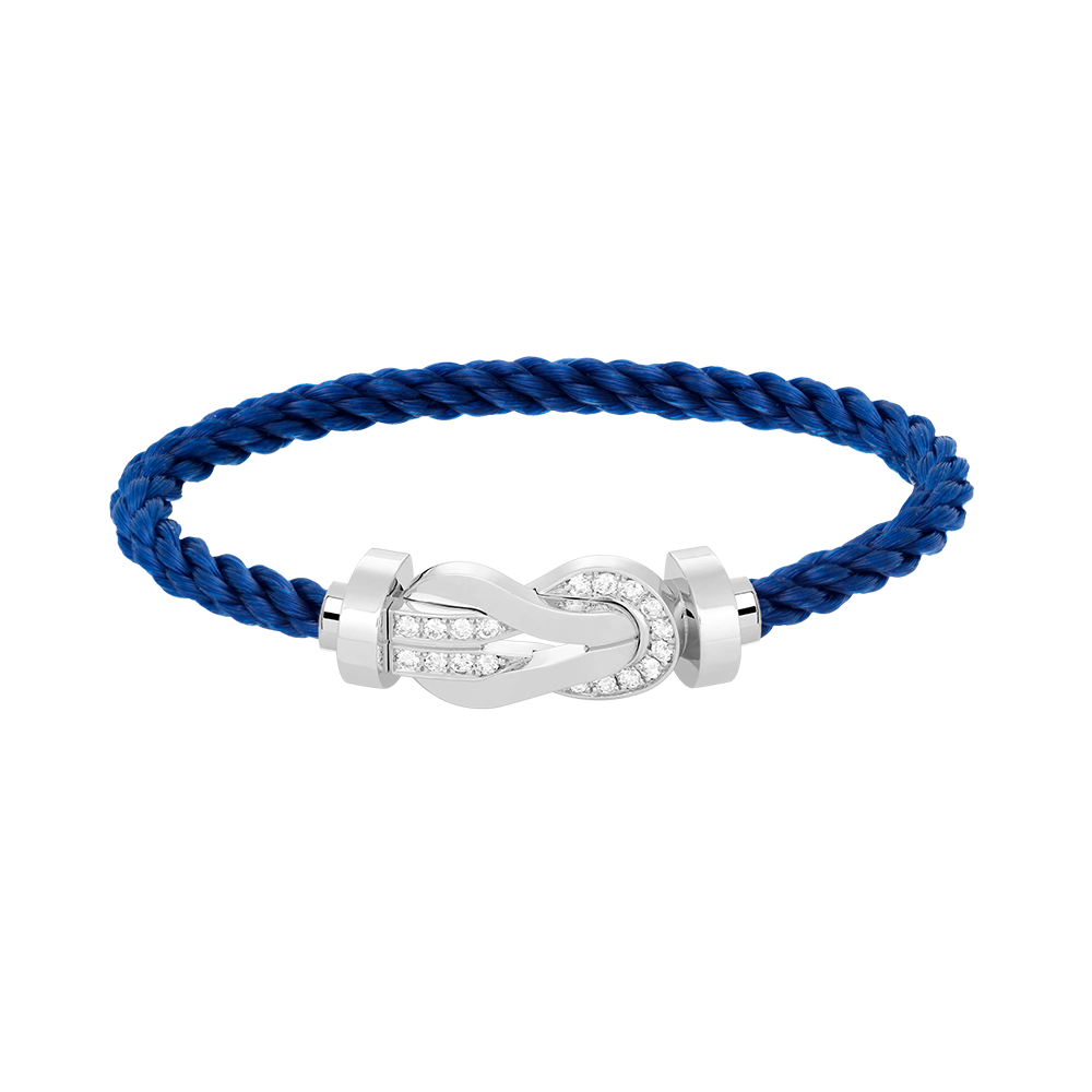 [Saipan]LARGE 8-FIGURE BUCKLE HALF DIAMOND BRACELET - WHITE GOLD