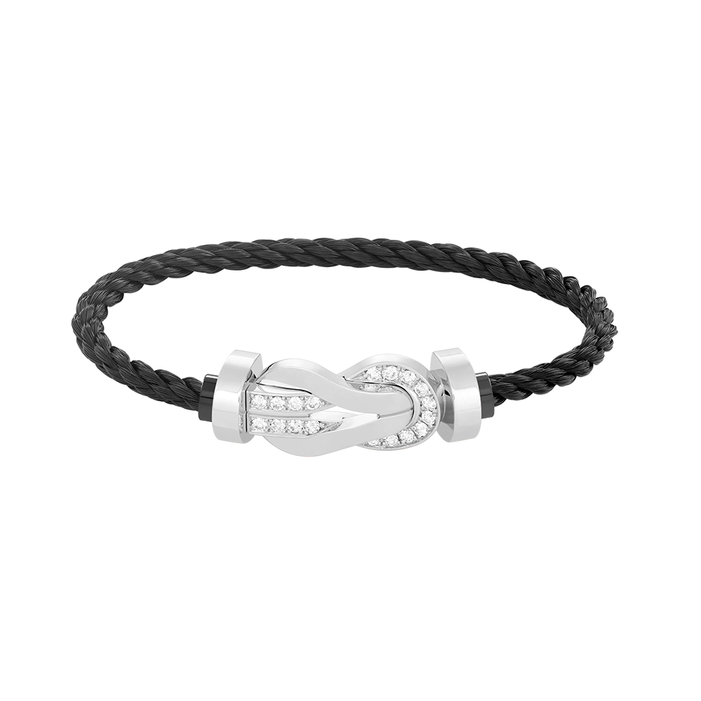 [Saipan]LARGE 8-FIGURE BUCKLE HALF DIAMOND BRACELET - WHITE GOLD