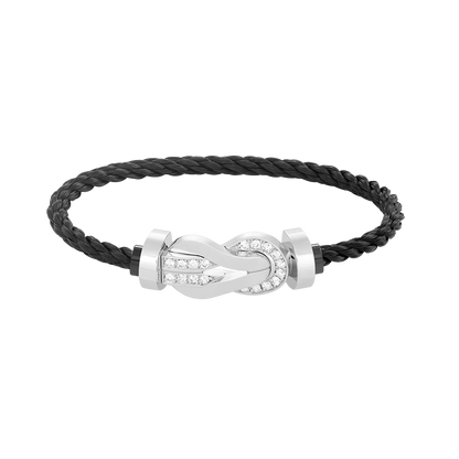 [Saipan]LARGE 8-FIGURE BUCKLE HALF DIAMOND BRACELET - WHITE GOLD