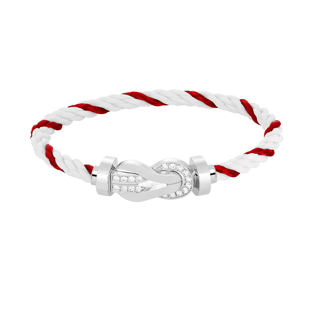 [Saipan]LARGE 8-FIGURE BUCKLE HALF DIAMOND BRACELET - WHITE GOLD