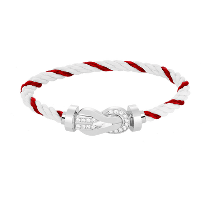 [Saipan]LARGE 8-FIGURE BUCKLE HALF DIAMOND BRACELET - WHITE GOLD