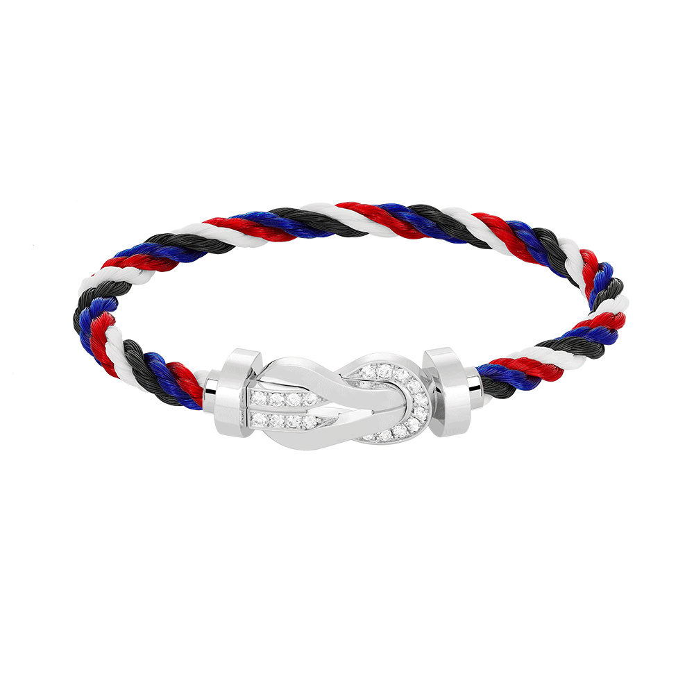 [Saipan]LARGE 8-FIGURE BUCKLE HALF DIAMOND BRACELET - WHITE GOLD