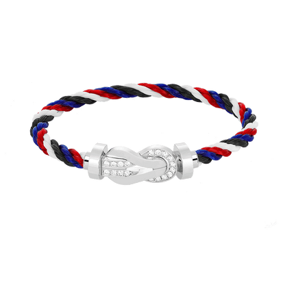[Saipan]LARGE 8-FIGURE BUCKLE HALF DIAMOND BRACELET - WHITE GOLD