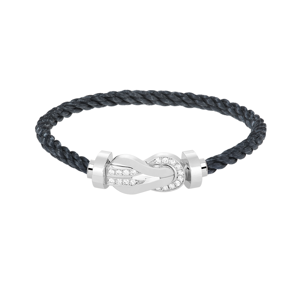 [Saipan]LARGE 8-FIGURE BUCKLE HALF DIAMOND BRACELET - WHITE GOLD