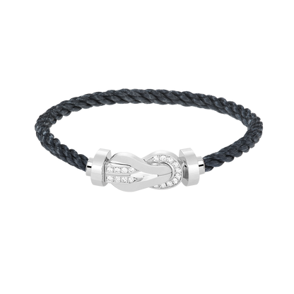 [Saipan]LARGE 8-FIGURE BUCKLE HALF DIAMOND BRACELET - WHITE GOLD