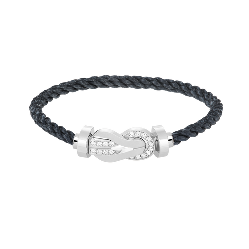 [Saipan]LARGE 8-FIGURE BUCKLE HALF DIAMOND BRACELET - WHITE GOLD