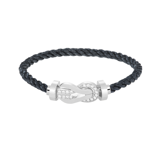 [Saipan]LARGE 8-FIGURE BUCKLE HALF DIAMOND BRACELET - WHITE GOLD
