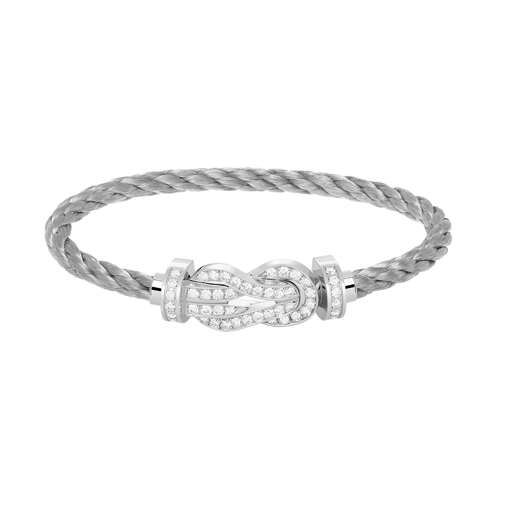 [Saipan]LARGE 8-FIGURE BUCKLE FULL DIAMOND BRACELET -WHITE GOLD