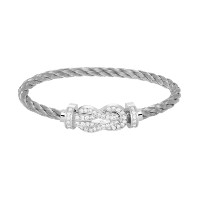 [Saipan]LARGE 8-FIGURE BUCKLE FULL DIAMOND BRACELET -WHITE GOLD