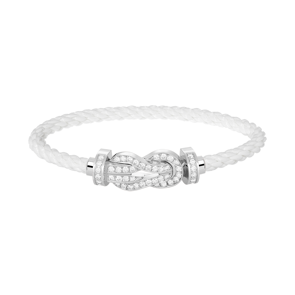 [Saipan]LARGE 8-FIGURE BUCKLE FULL DIAMOND BRACELET -WHITE GOLD