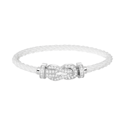 [Saipan]LARGE 8-FIGURE BUCKLE FULL DIAMOND BRACELET -WHITE GOLD