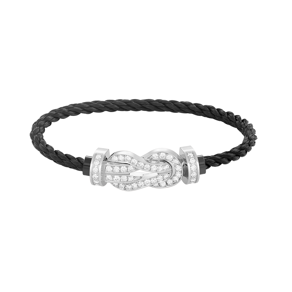 [Saipan]LARGE 8-FIGURE BUCKLE FULL DIAMOND BRACELET -WHITE GOLD