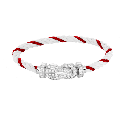 [Saipan]LARGE 8-FIGURE BUCKLE FULL DIAMOND BRACELET -WHITE GOLD