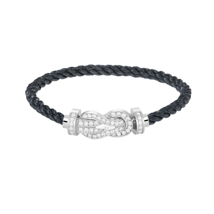 [Saipan]LARGE 8-FIGURE BUCKLE FULL DIAMOND BRACELET -WHITE GOLD