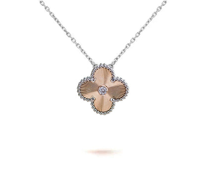 [Saipan]15MM CLOVER FLOWER PENDANT NECKLACE WHITE GOLD COLLECTION