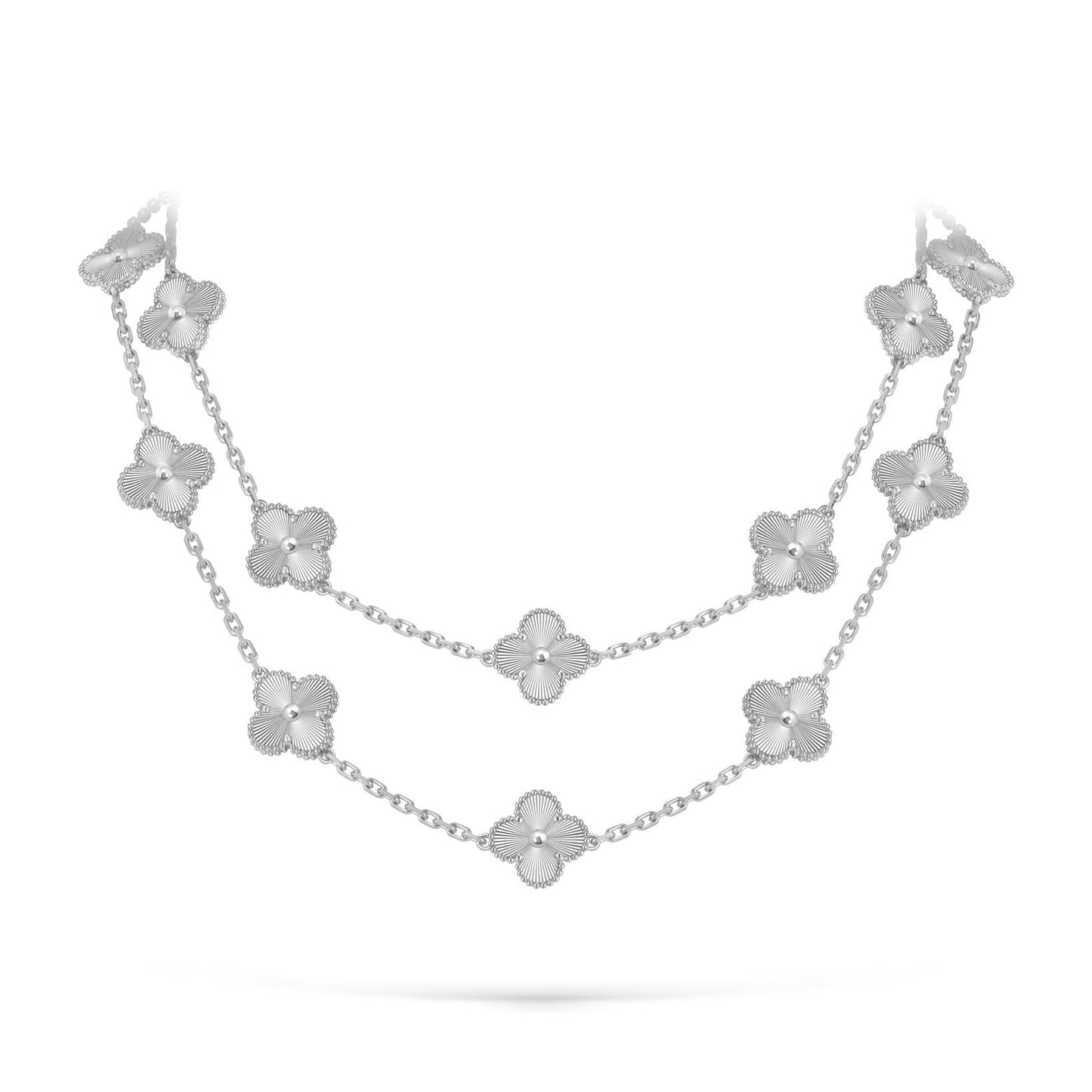 [Saipan]CLASSIC 20-MOTIF LUCKY CLOVER LONG NECKLACE WHITE GOLD COLLECTION