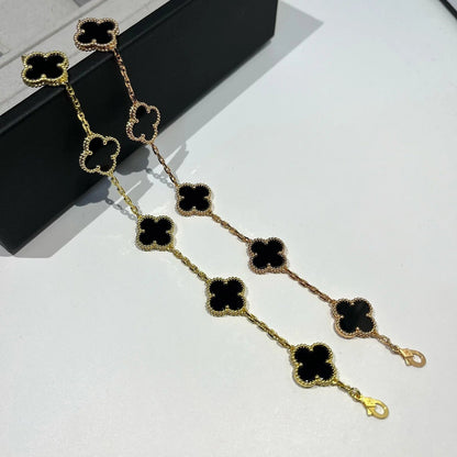 [Saipan]LUCKY CLOVER 5-MOTIF BRACELET - BLACK OXNY COLLECTION