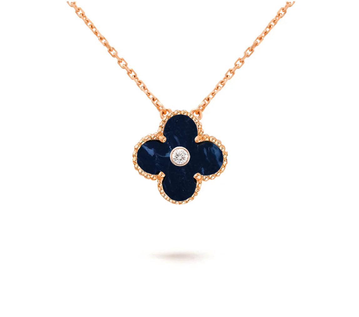 [Saipan]15MM CLOVER FLOWER DIAMOND PENDANT NECKLACE COLLECTION