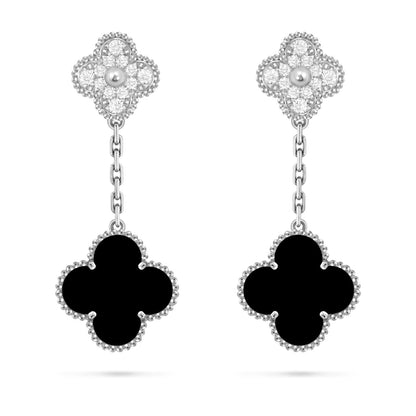 [Saipan]CLOVER DUAL-MOTIF STATEMENT STUD EARRINGS - DOUBLE-CHARM COLLECTION