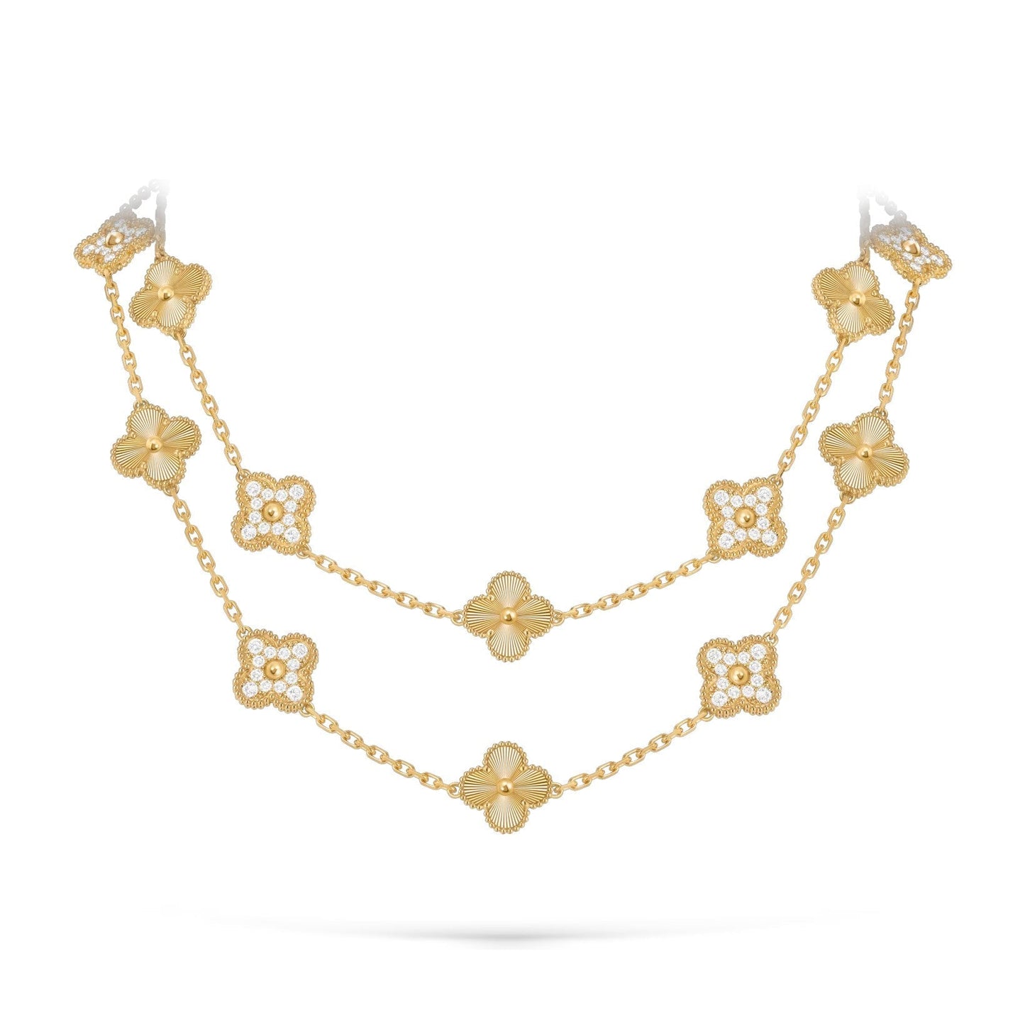 [Saipan]CLASSIC 20-MOTIF LUCKY CLOVER LONG NECKLACE GOLD COLLECTION