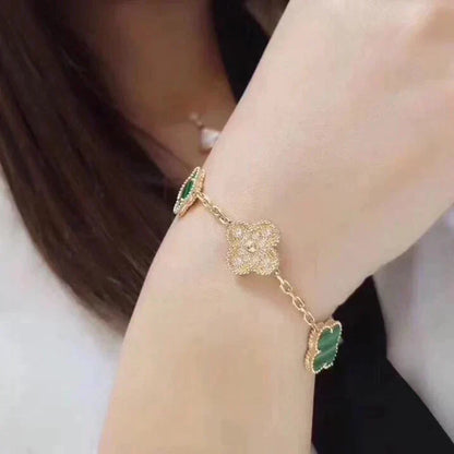 [Saipan]LUCKY CLOVER 5-MOTIF BRACELET - MALACHITE COLLECTION
