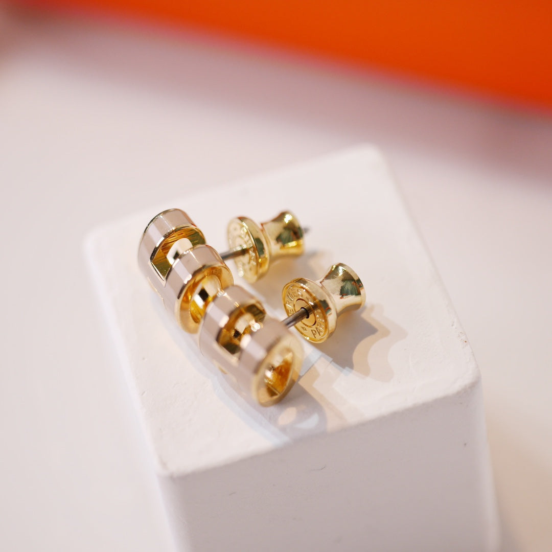 [Saipan]MINI POP H GOLD EARRINGS GREY
