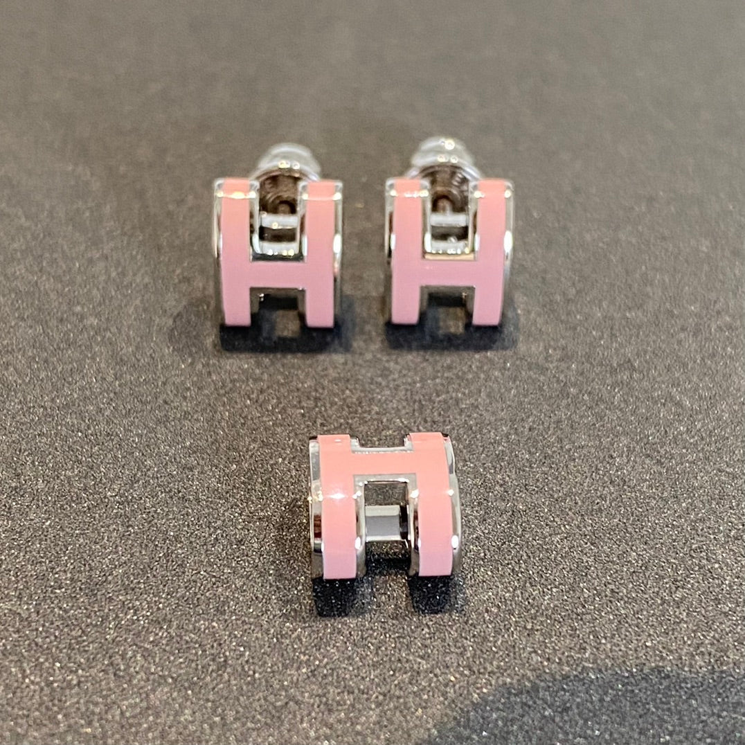 [Saipan]MINI POP H SILVER EARRINGS PINK