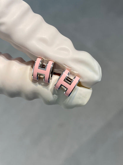 [Saipan]MINI POP H SILVER EARRINGS PINK