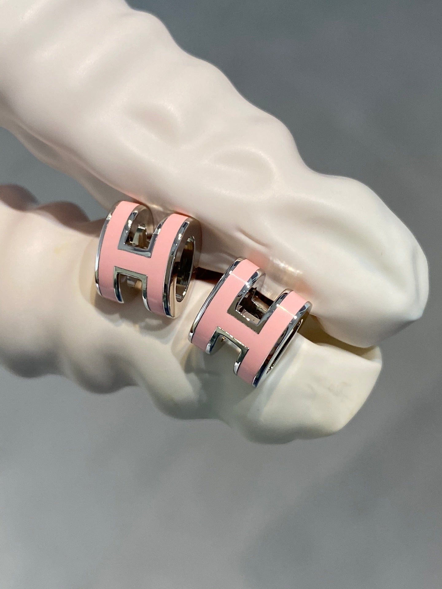 [Saipan]MINI POP H SILVER EARRINGS PINK