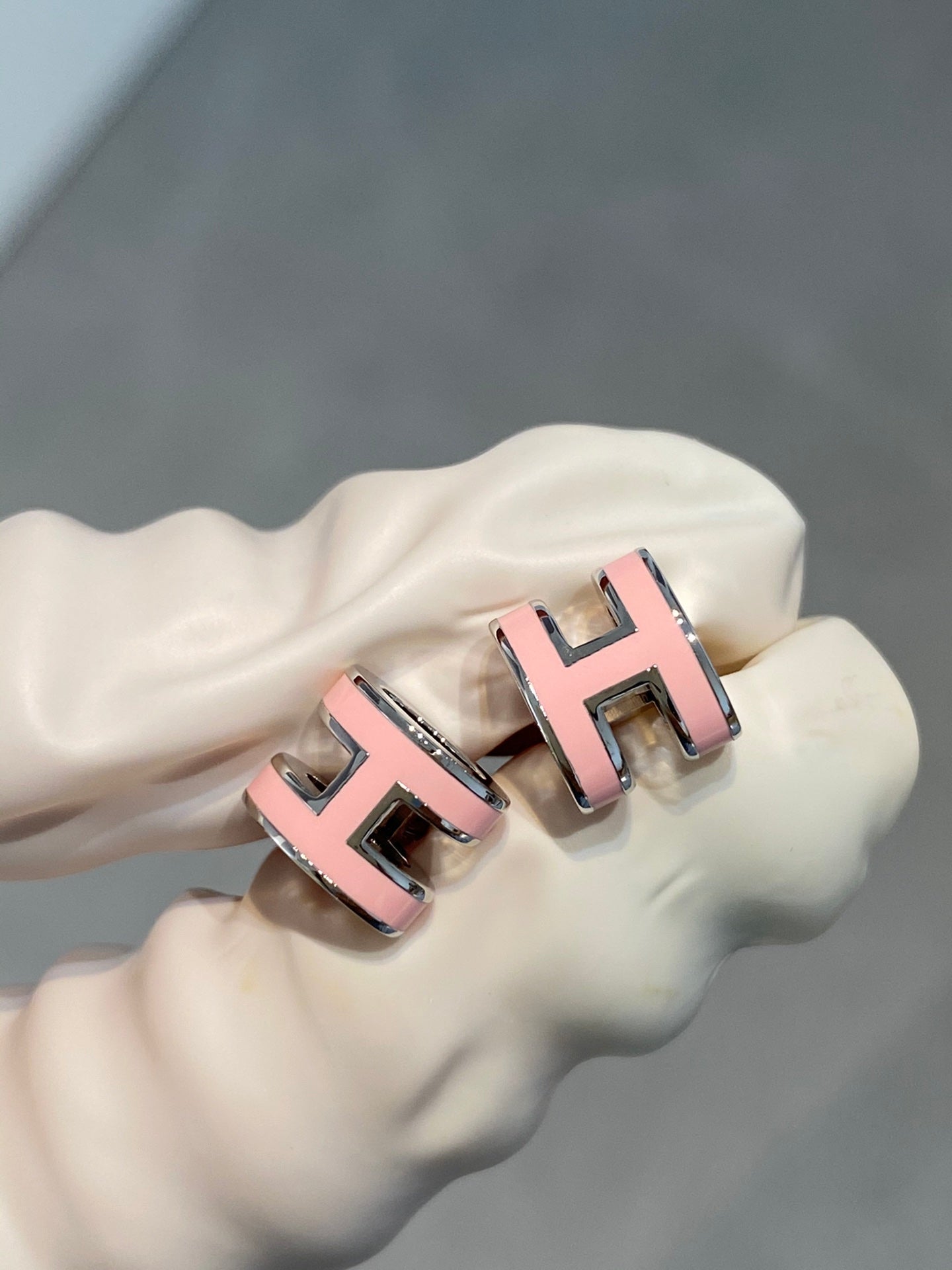 [Saipan]MINI POP H SILVER EARRINGS PINK