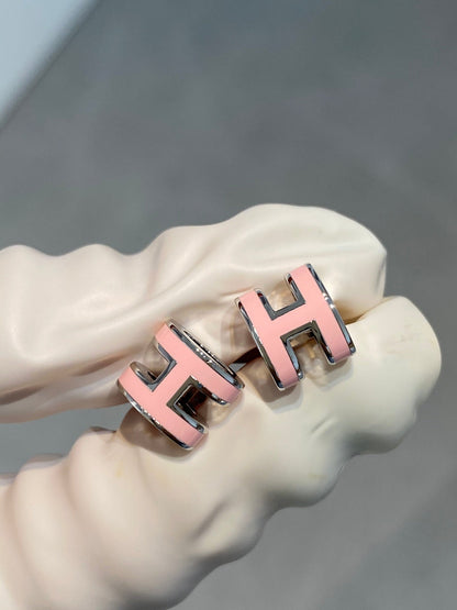 [Saipan]MINI POP H SILVER EARRINGS PINK