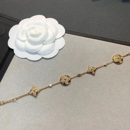 [Saipan]STAR AND SUN 4 MOTIFS GOLD DIAMONDS BRACELET