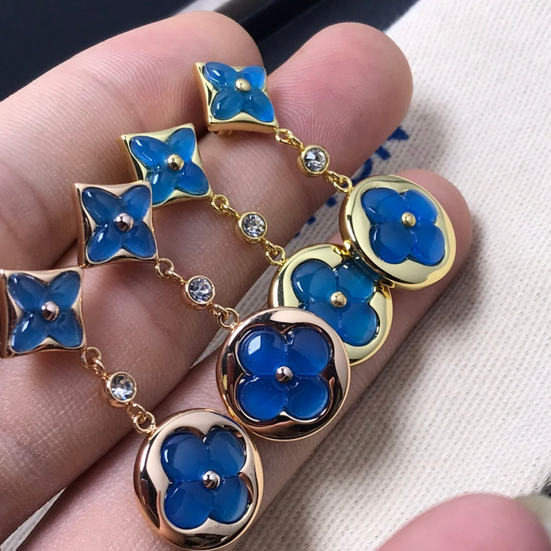 [Saipan]STAR AND SUN AGATE DIAMOND EARRINGS