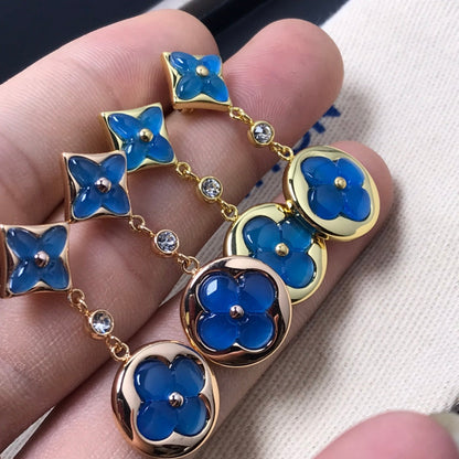 [Saipan]STAR AND SUN AGATE DIAMOND EARRINGS
