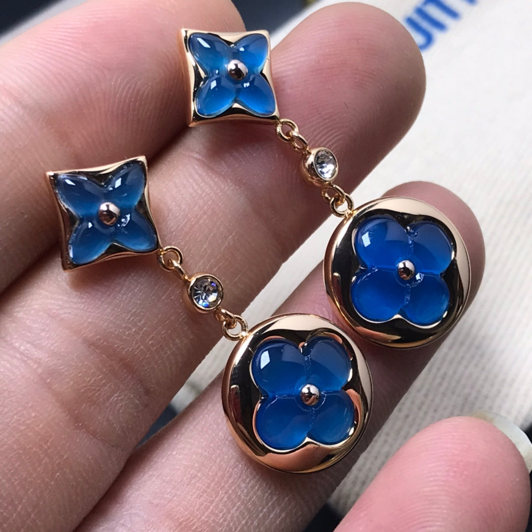 [Saipan]STAR AND SUN AGATE DIAMOND EARRINGS