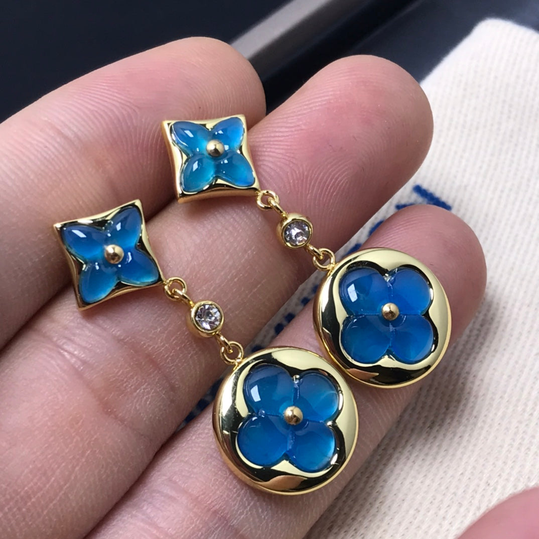 [Saipan]STAR AND SUN AGATE DIAMOND EARRINGS