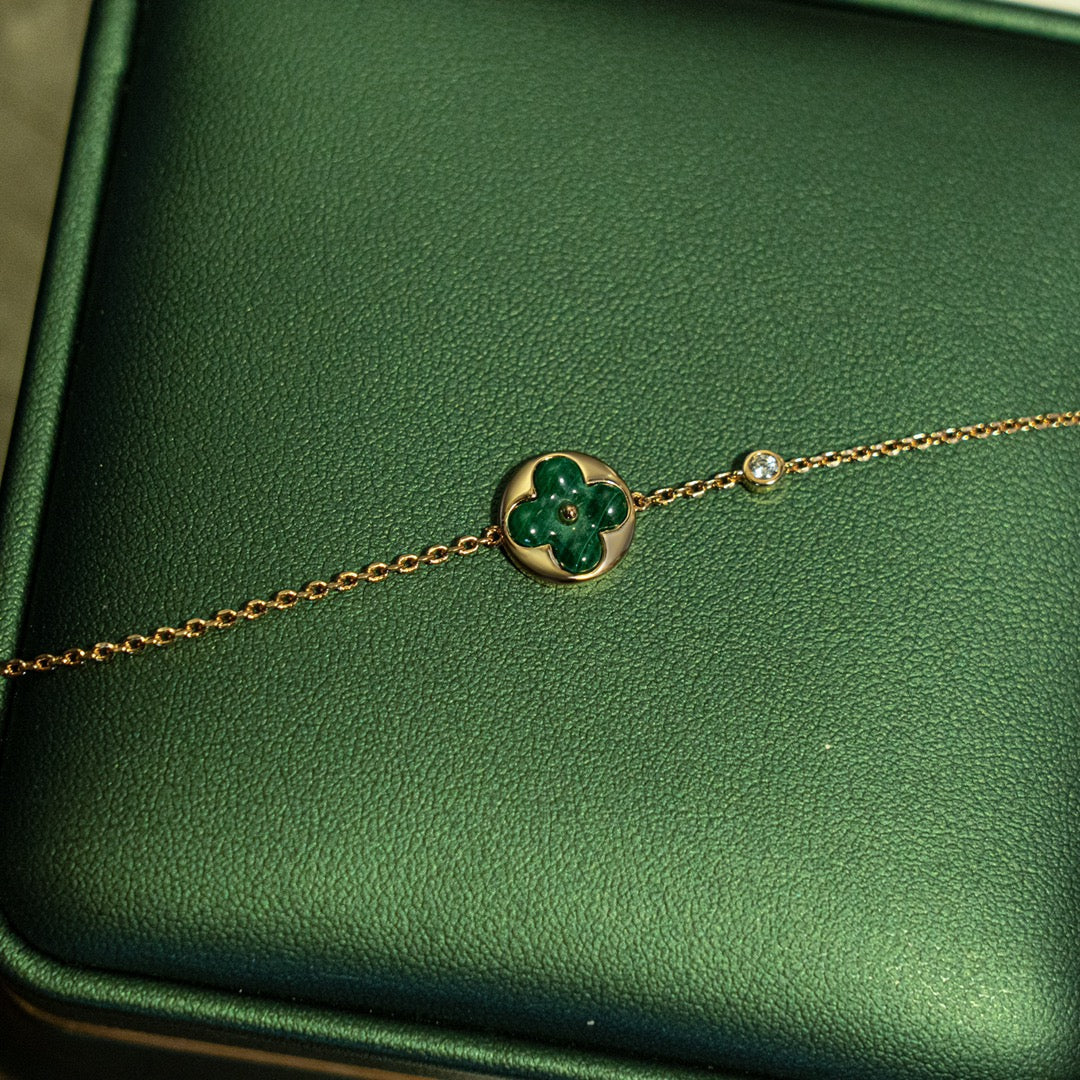 [Saipan]SUN MALACHITE 1 DIAMOND ROSE GOLD BRACELET