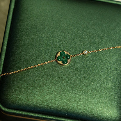 [Saipan]SUN MALACHITE 1 DIAMOND ROSE GOLD BRACELET