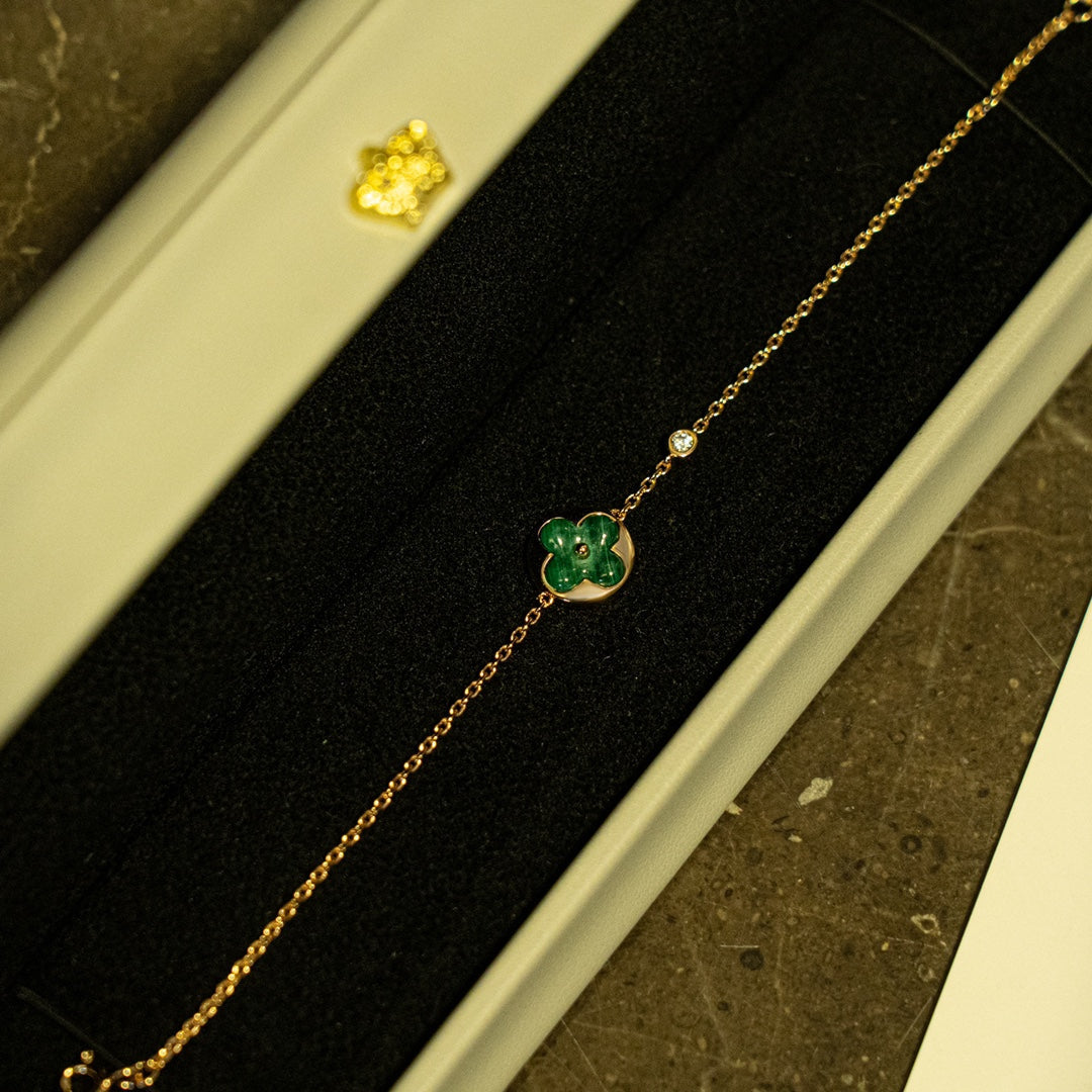 [Saipan]SUN MALACHITE 1 DIAMOND ROSE GOLD BRACELET